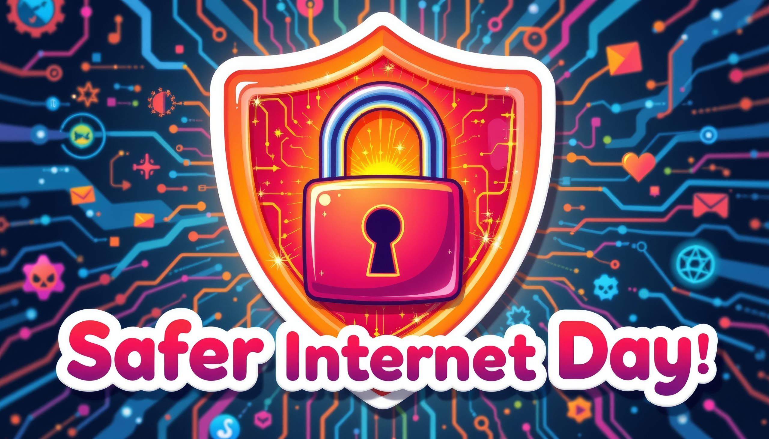 Graphic of a padlock with the Title Safer Internet Day!